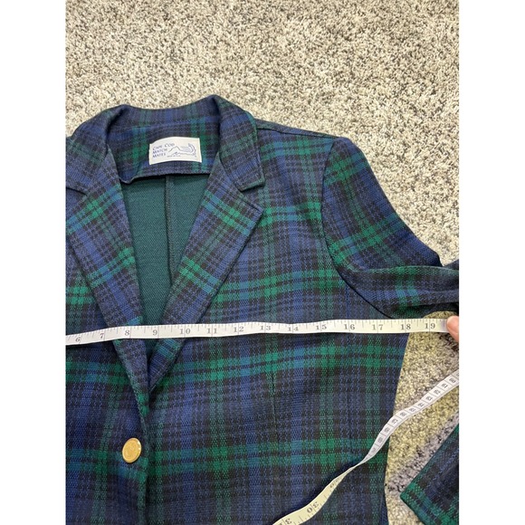 Cape Cod Match Mates Womens Plaid Blazer Jacket Gold Buttons Blue Green Size M - Picture 7 of 11